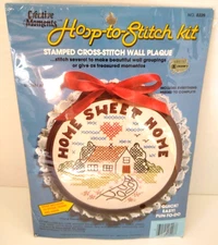 Creative Moments Home Sweet Home Stamped Cross Stitch Kit With Hoop New Sealed