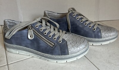 Remonte Shoes 38 Womens Soft Sneakers Casual Blue Gray/Silver Leather