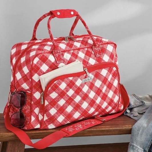 Pioneer Woman Charming Check Travel Tote Bag Stylish & Spacious  