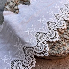 Natural Cotton Lace Trim 5,5 inches Embroidered Eyelet, Hollowed-out Floral