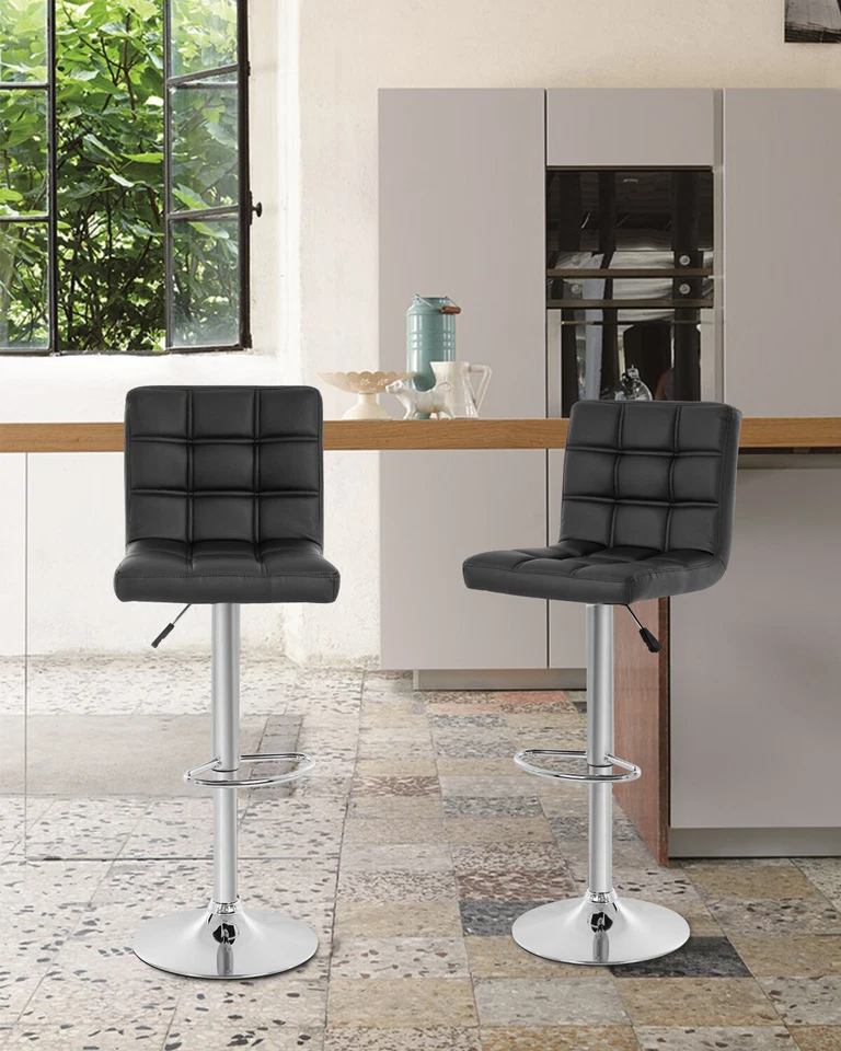 Modern Bar Stool Set Of 2 Barstools Height Adjustable Counter Height Swivel Bar - Image 2 of 4