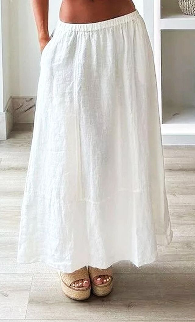 $89 NWT ZARA 100% LINEN MIDI SKIRT ZW COLLECTION / SIDE
