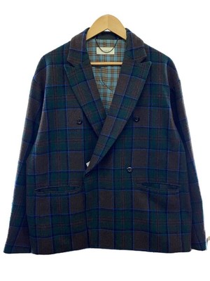 JieDa Tailored Jacket Plaid 2 Wool Brown Check Jie-19w-JK09-A Used  