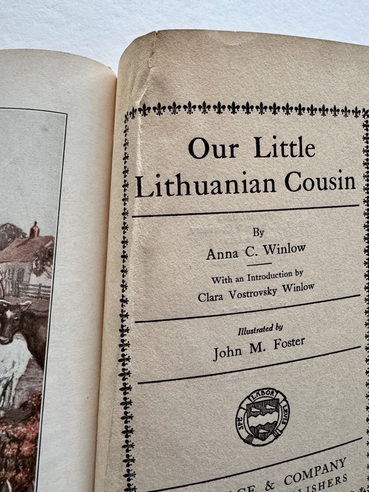 1926 Series Book Our Little Lithuanian Cousin Anna Winlow HC  First Imp.