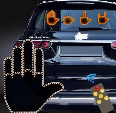 Fun Finger Hand Gesture LED Light with Remote Car Window Sign Hand Light - L@@K!