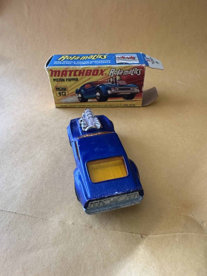 Voiture Miniature Matchbox Ford Mustang Piston Popper - Année 1973 - Bleu Violet - Occasion