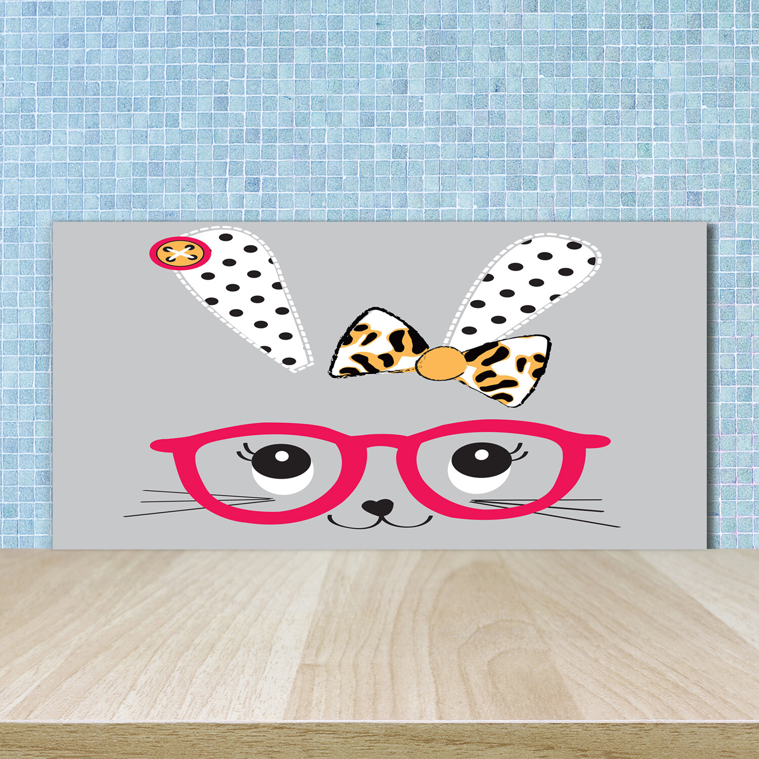 Salpicadero Para la Pared de Cocina Impermeable 100x50 Conejos con gafas