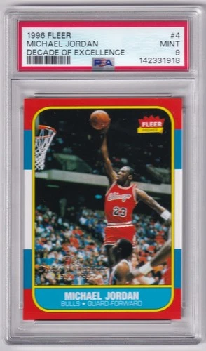 MICHAEL JORDAN 1996 FLEER DECADE OF EXCELLENCE INSERT CARD #4 GRADED PSA 9 MINT