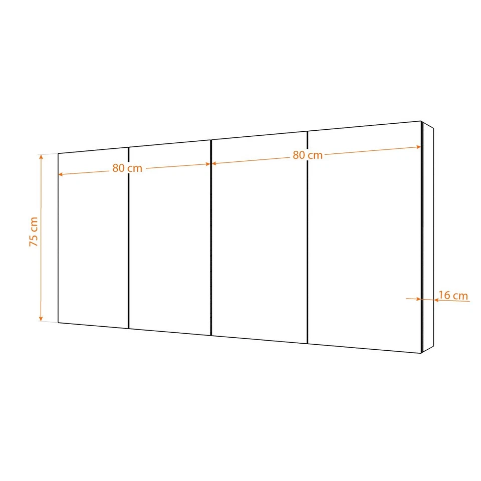 Spiegelschrank Badspiegel Badezimmer Spiegel City 160cm Esche schwarz - Bild 4 von 4