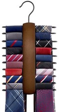 Mkono Wooden Tie Rack Retro Belt Storage 6.2 inches x 11.8 inches, Brown