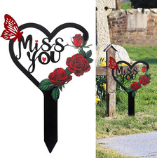 Memorial Grave Markers Heart Memorial Plaque Stake Large Cemetery Decorations fo