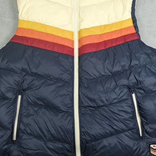 Marine Layer Archive Boreal Puffer Vest Navy Sunset Colorblock Chevron Jacket L image 3