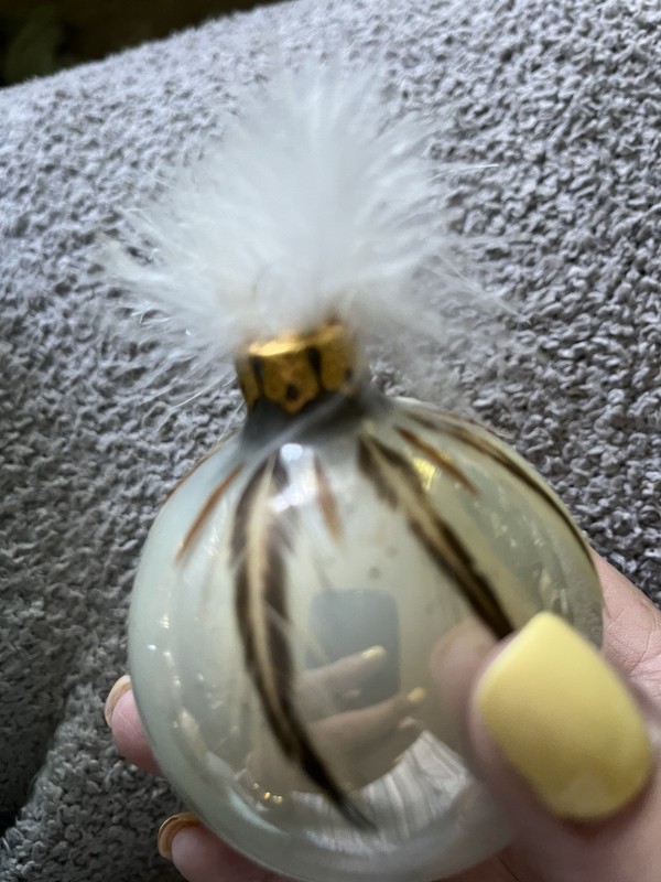 Beautiful Blown Glass Vintage Christmas Ornaments Adorned With Feathers
