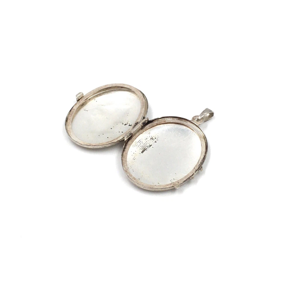 ciondolo vintage argento 925 foto medaglione ovale antico gioiello 3,6 cm - Immagine 2 di 4