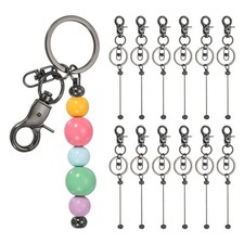 12Pcs Beadable Keychains, DIY Beaded Keychain Making Kit, Gray