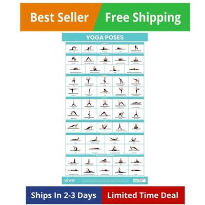 Yoga Poster - Poses for Beginners and Experts - Mat Exercise Home Gym Workout Ac