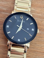 Bulova Men's Watch Futuro Modern 97D116 Diamonds Gold Tone 42mm
