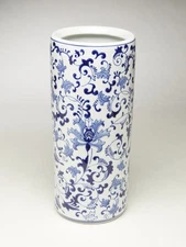 Zeckos AA Importing 59799 18 In. Blue & White Umbrella Stand