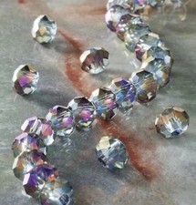 Multi Glass Luster Faceted 6mm Rondelle Beads 6.5  Strand