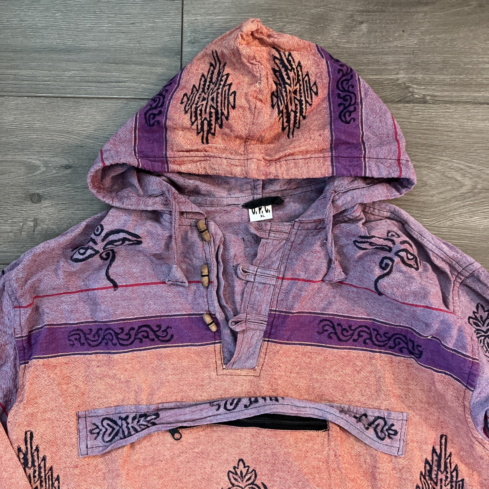 OPC Hippie Patchwork Pullover Hoodie Sweatshirt M… - image 2