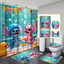 Stitch  Angel Cartoon Bubble Bathroom Decor Shower Curtain or Bathroom Sets.