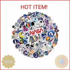 100pcs Space Stickers Pack for Water Bottles, NASA Logo Astronaut Vinyl Sticker