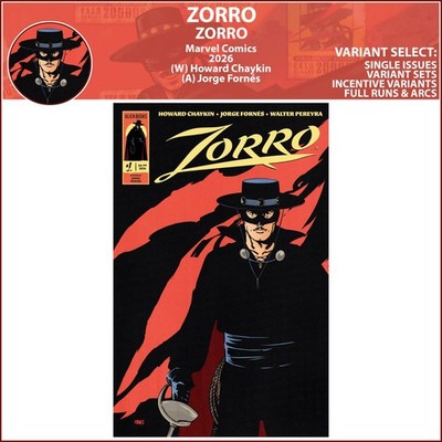 Zorro (2026) #1 IDW Publishing Alien Books COVER SELECT