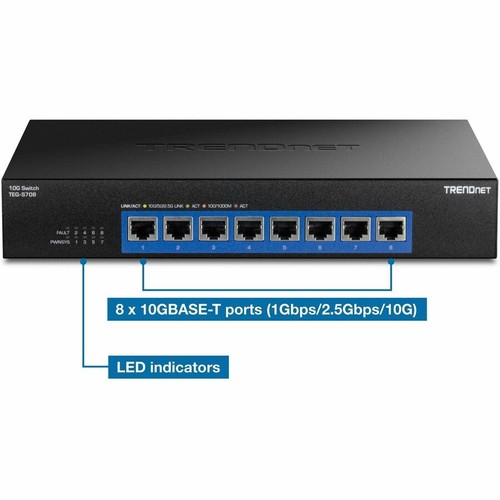 TRENDnet 8-Port 10G Switch, 8 x 10G RJ-45 Ports, 160Gbps Switching Capacity Rack - Picture 3 of 7