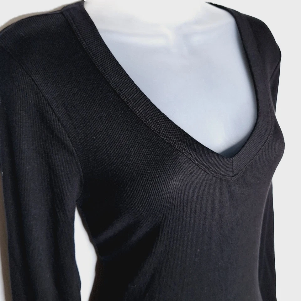 Michael Stars Fowler V-Neck Maxi Dress L Ultra Rib Jersey Knit 25006 Slit Modal - Image 2 of 4