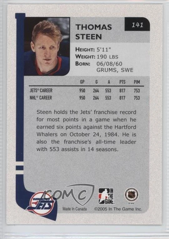 2004-05 ITG Franchises Canadian Edition The Big One (Vancouver) /10 Thomas Steen - Image 2 of 2