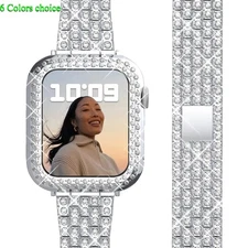 Women iWatch Band Strap+Bling Diamond Case For Apple Watch 11 10 9 8 7 6 5 4 SE3