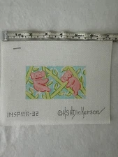 Handpainted Needlepoint canvas Kate Dickerson Lilly inspired KOALAS in Bamboo