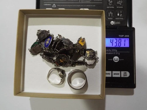 5 925 Sterling Silver bracelet ring Lot Vintage Stones  Scrap or Wear 43 gram