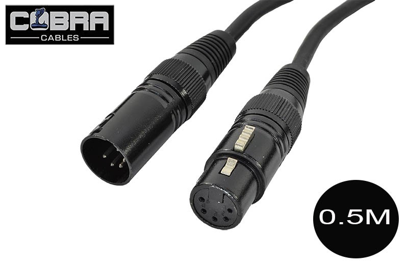 5 Pin DMX Lead 0.5M XLR Male to Female