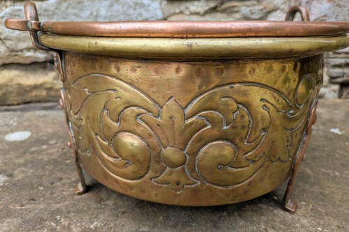 Jardinera Art Nouveau de latón y cobre Jardiniere - Imagen 6 de 8