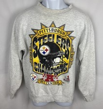 Vintage 90s Riddell Pittsburgh Steelers Gray Crewneck Sweater Size Small