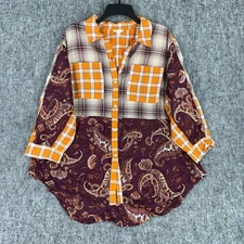 Cato Plaid Hi-Lo Shirt Size 18/20W Patchwork Country Boho Paisley Peasant