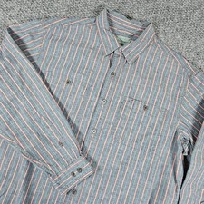LL Bean Mens L Reg Blue Red Stripe Long Sleeve Button Down Casual Shirt
