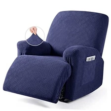  Recliner Chair Cover, 3-Pieces Stretch Recliner Covers for 1 Seater Navy Blue