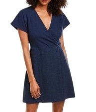 MADEWELL Dark Nightfall Cross-Front Flutter-Sleeve Mini Dress - Size Medium