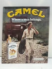 Vintage 1982 Camel Cigarettes “Where a Man Belongs” Embossed Tin Sign 21" X 17"