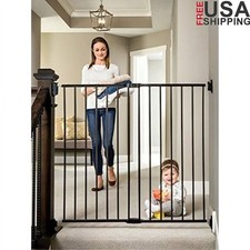 Extra Tall Baby Gate Adjustable Walk Through Safety Gate Stairway Hallway Steel