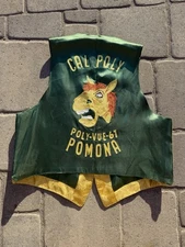Vintage 60s Cal Poly Chainstitch Rodeo Vest Musty Mustang Rare College School