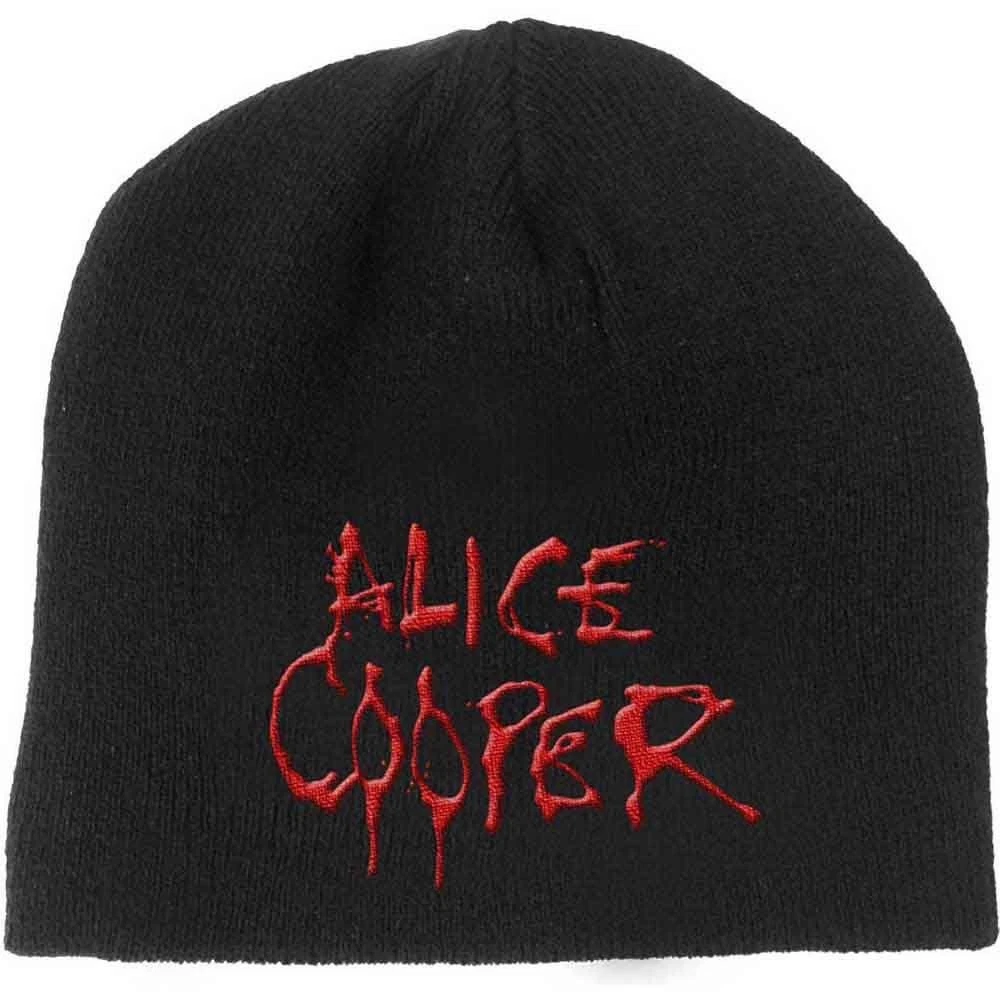 Official ALICE COOPER Dripping Red Logo Black Beanie Hat NEW