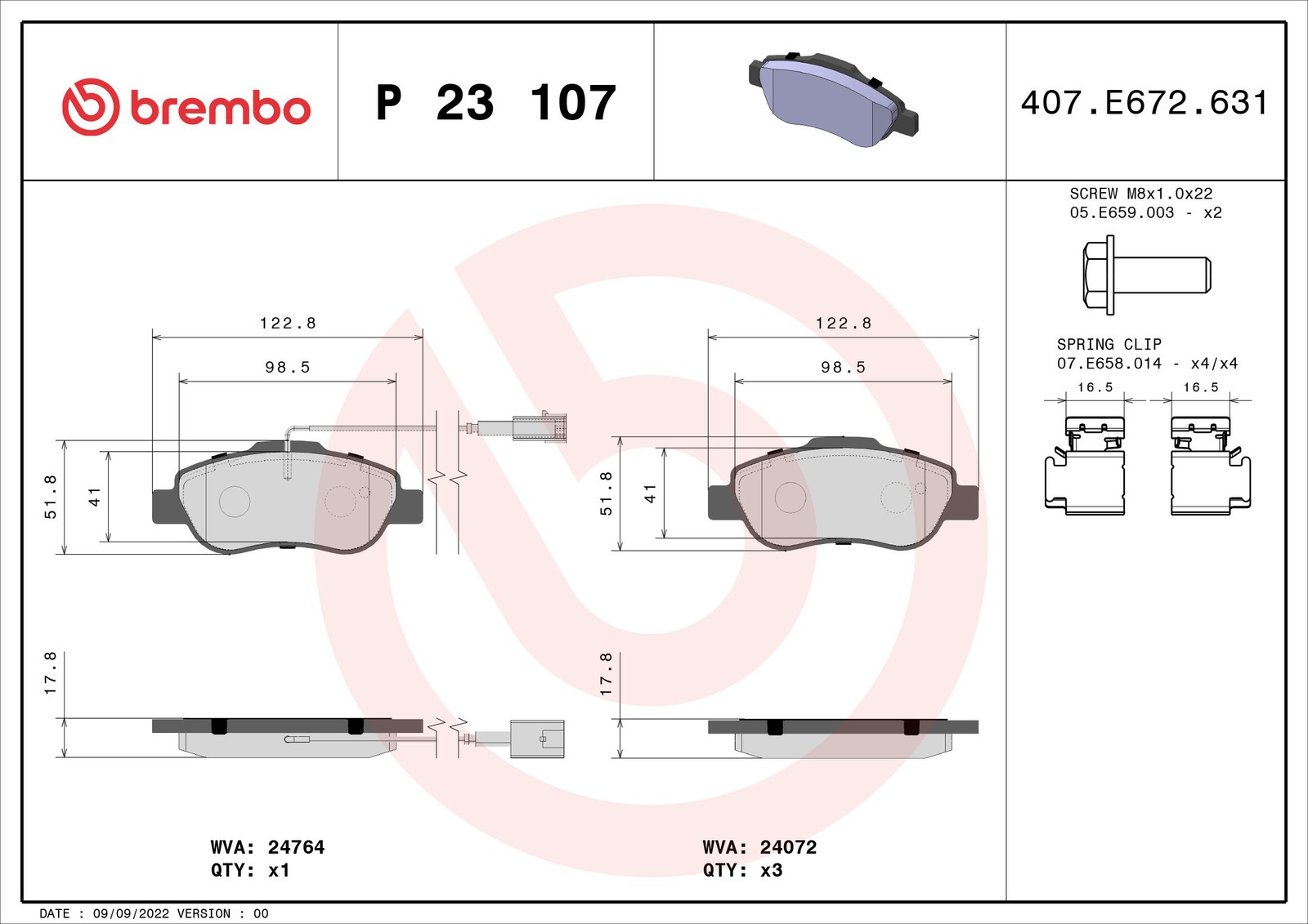 Bremsbelagsatz, Scheibenbremse P 23 107 BREMBO für FIAT FORD - Bild 7