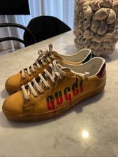 Gucci Sneaker Halbschuhe Herren Gr. 43 Gelb Leder Guter Zustand