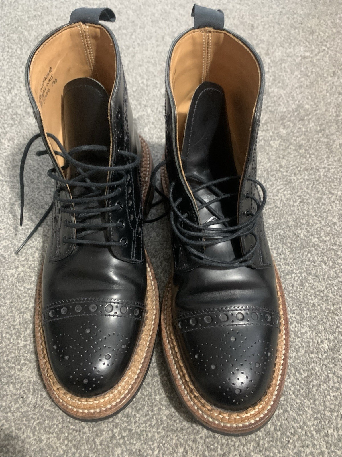 Grenson Boots The Triple Welt Brogue Leather Size 7.5 Excellent Condition
