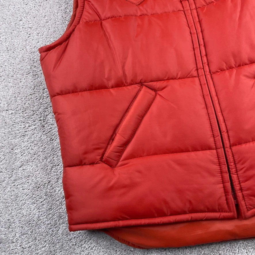 Chaleco Lee Storm Rider de Colección Para Hombres Mediano Naranja Puffer Garra Cremallera Hecho en EE. UU. Foto 4 de 4