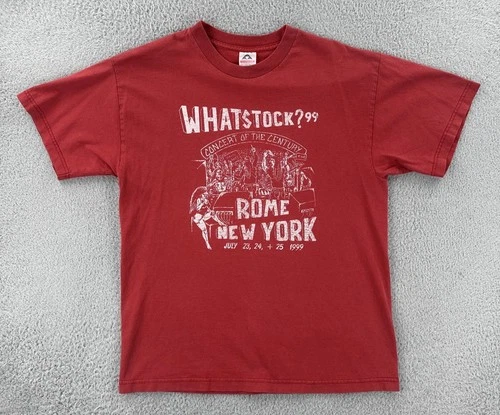 Alstyle L Red Shirt Woodstock Rome New York July Co 1990s vintage concert t-shirt, vintage, single stitch, B+ condition