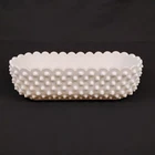 VTG Fenton Oval White Milk Glass Hobnail Planter Dish Scalloped Edge 9.5"